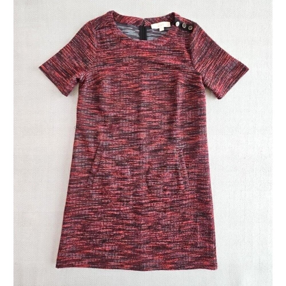 Loft Petites Tweed Weaved Midi Shift Dress Size MP EUC! Quiet Luxury Old Money